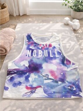 NOBULL Crop Tank Watercolor Floral Athletic Gym Top Medium